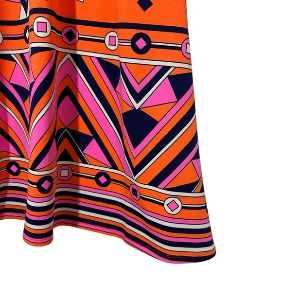 JB by Julie Brown Orange Pink Navy Retro Livie Pattern Shift Dress Sleeveless - Picture 7 of 10
